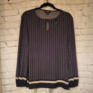 Liz Claiborne, Size:  XL, Black/Taupe Multi Long Sleeve Top